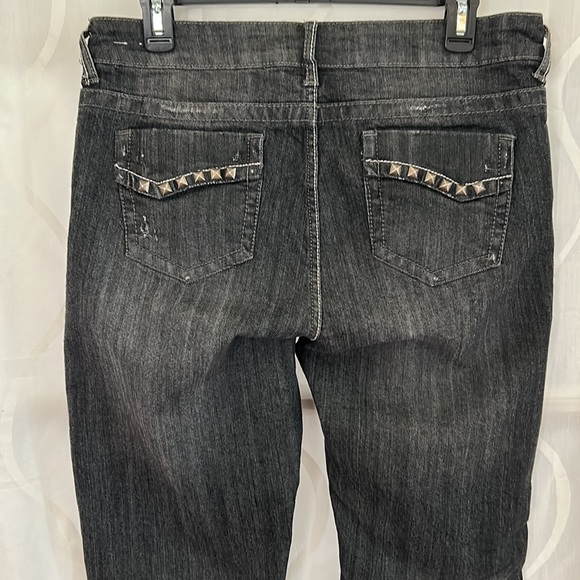 Suko Black Distressed Jeans With Silver Studs, Size 12 - Picture 4 of 6